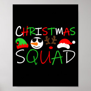 Poster Esquadrão de Natal Feminino Rena Elf Santa Boneco 