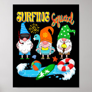 Poster Esquadrão de Surf Três Gnomos Havaiano Surf de Ver