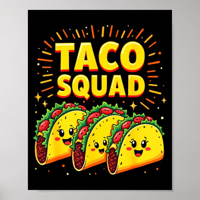 Poster Esquadrão de Taco Engraçado Fiesta de Comida Mexic (Frente)