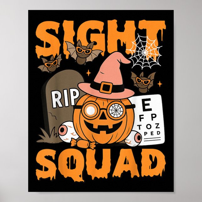 Poster Esquadrão de Visão de Halloween Optometria Óptico  (Frente)