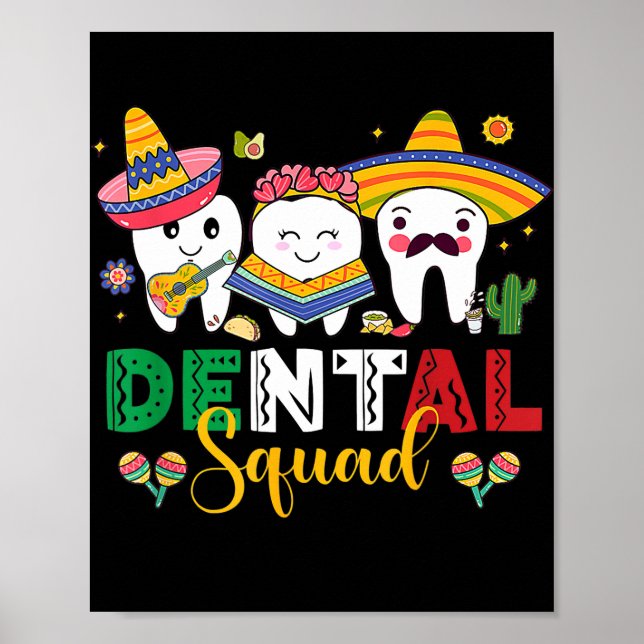 Poster Esquadrão dentário bonito Cinco de Mayo mexicano (Frente)