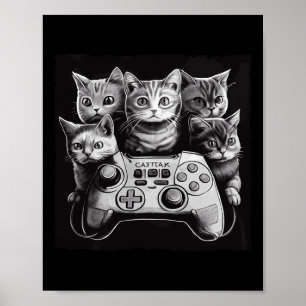 Poster Esquadrão do Controle de Vídeo Game de Gato 