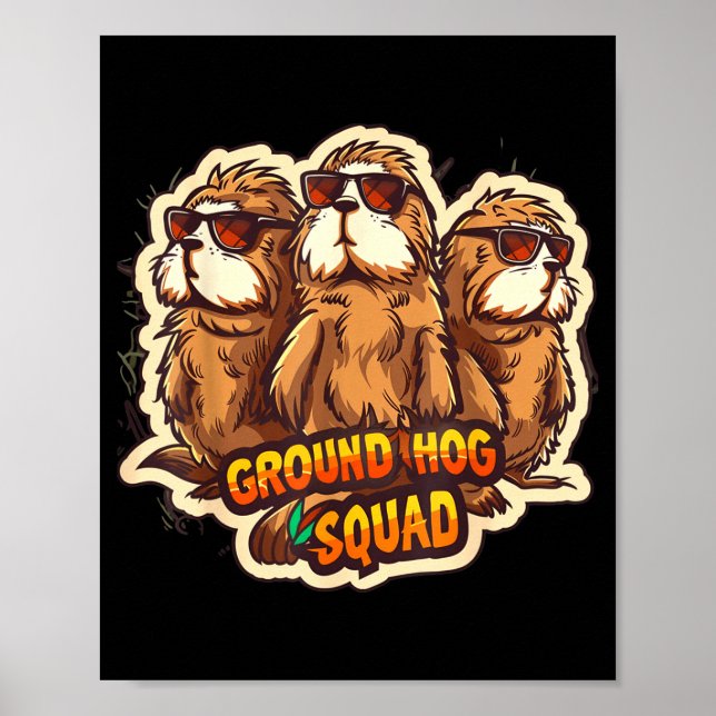 Poster Esquadrão do Dia da Marmota Engraçado Primavera Fe (Frente)