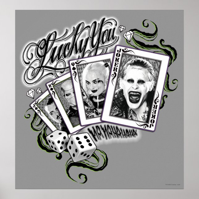 Poster Esquadrão Suicida | Cartões "Sortudos" (Frente)