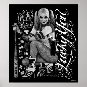 Póster Esquadrão Suicida Harley Quinn Tipografia Foto