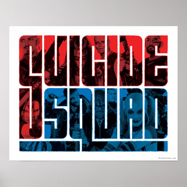 Poster Esquadrão Suicida | Logotipo vermelho e azul (Frente)
