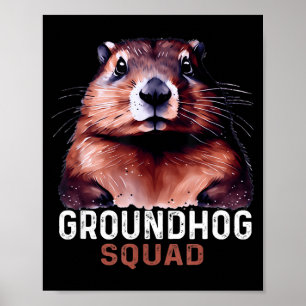 Poster Esquadrão Vintage Groundhog Engraçado Amantes Grou