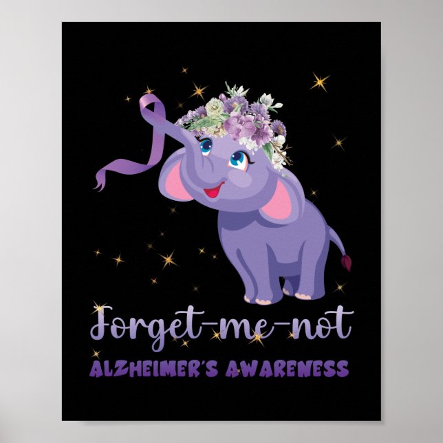 Poster Esquece-me de Alzheimers Sensibilizar a Flor Elefa (Frente)