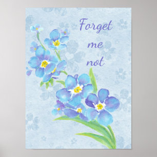 Poster Esquece-me de Pos Flores de Jardim de Aquarela Per