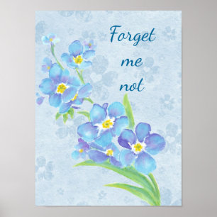Poster Esquece-me de uma Flor de Jardim de Aquarela Perso