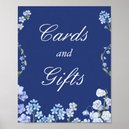 Poster Esquece-me Nots Blue Flowers Cards and Gifts Sign