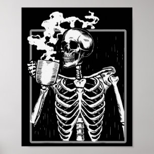 Poster Esqueleto Amante de Café Divertido Sku de Hallowee