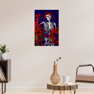 Poster Esqueleto Antigo & Rosas