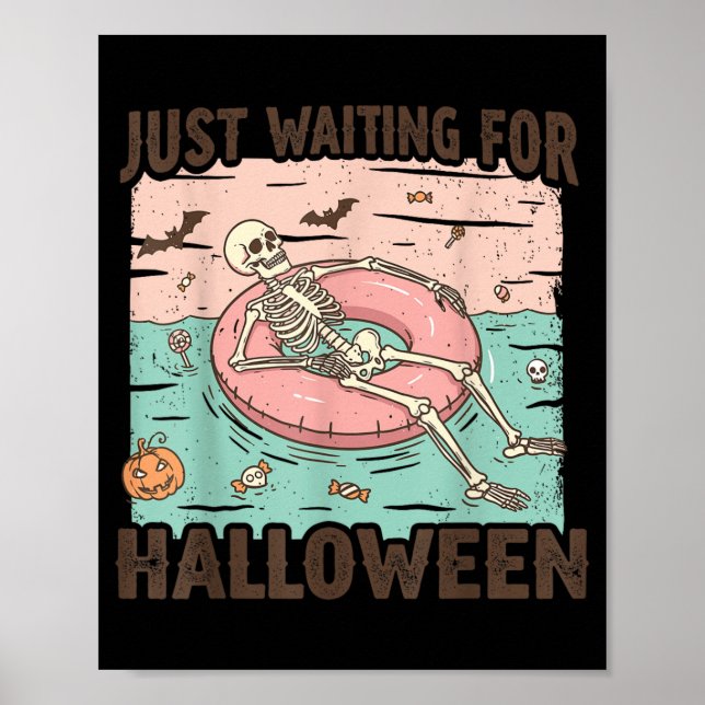 Poster Esqueleto Assustador de Verão Apenas Esperando pel (Frente)