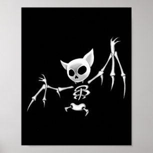 Poster Esqueleto Assustador Escuro Voador T Roupa De Hall