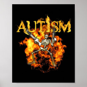 Poster Esqueleto Autismo Armas Engraçado Fogo Ossos Sinis