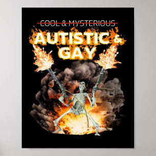 Poster Esqueleto Autista e Gay Maldito Meme de Autismo