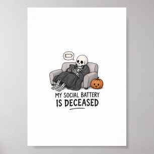 Poster Esqueleto Bateria Social Falecido Funny Halloween