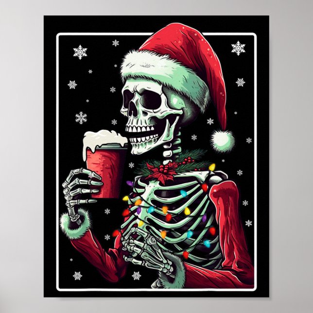 Poster Esqueleto Bebendo Cacau - Natal de Chocolate Quent (Frente)
