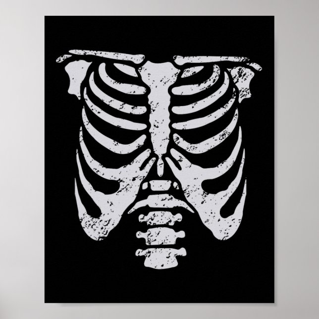Poster Esqueleto Caixa Torácica Fácil Fantasia de Hallowe (Frente)