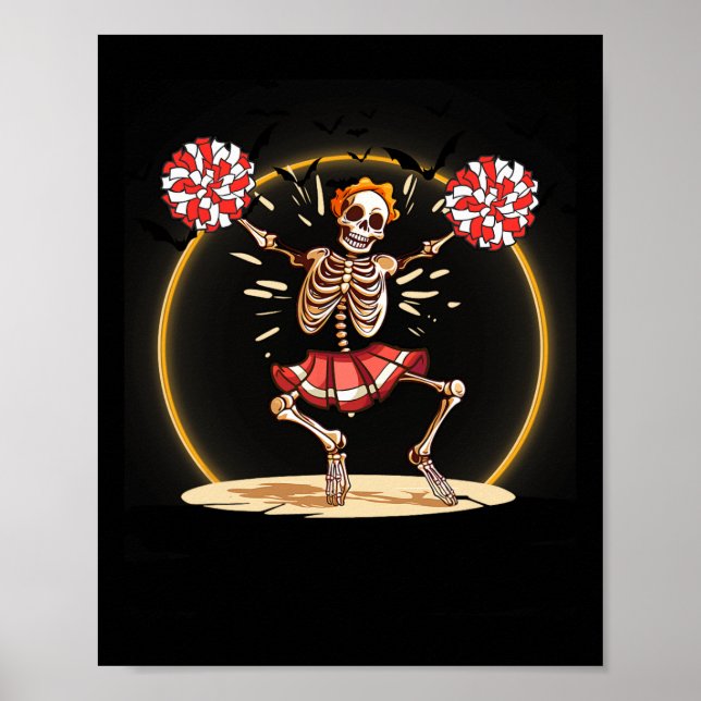 Poster Esqueleto Cheerhead Halloween Cheer Skeleton Che (Frente)