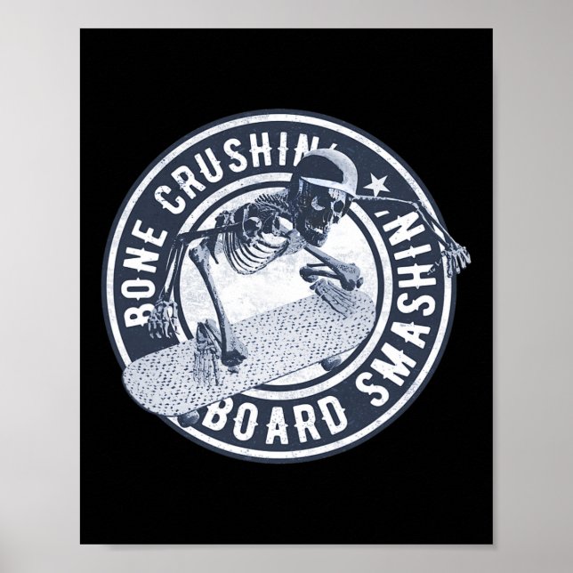 Poster Esqueleto Com Capacete Skate Longboard Cruiser (Frente)