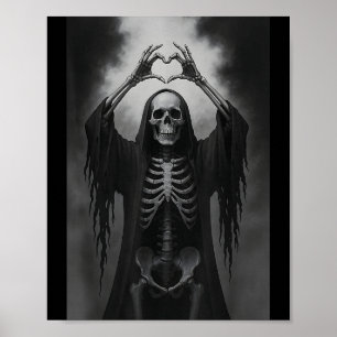 Poster Esqueleto Coração Mãos E Rosto Horror Ster Hallowe