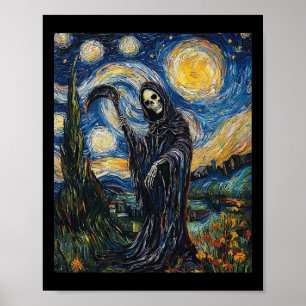 Poster Esqueleto da Grim Reaper - Estilo Van Gogh - Nig S