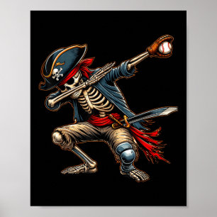 Poster Esqueleto Dab Esqueleto Dabbing Pirata Beisebol