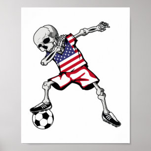 Poster Esqueleto Dabbing Futebol Halloween Estados Unidos