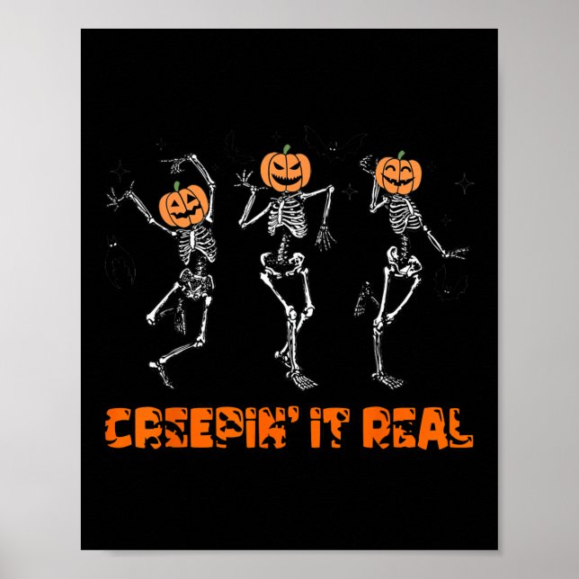 Poster Esqueleto Dançando Arrasando Halloween Engraçado  (Frente)
