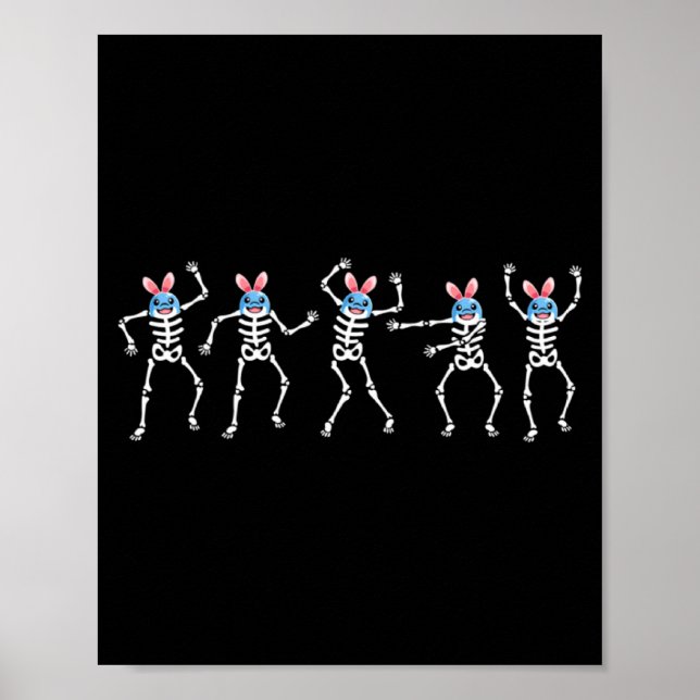 Poster Esqueleto Dançando Camisa Desafio de Dança Golfinh (Frente)
