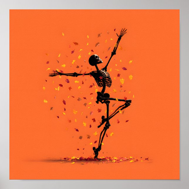 Poster Esqueleto Dançante Bonito (Frente)