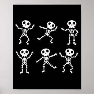 Poster Esqueleto dançante fofo de Halloween meninos menin
