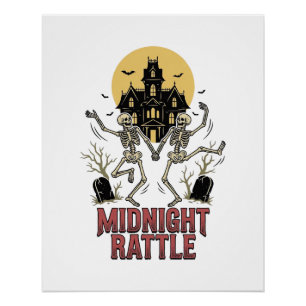 Póster Esqueleto Dançante Halloween Mansão Assombrada Vin