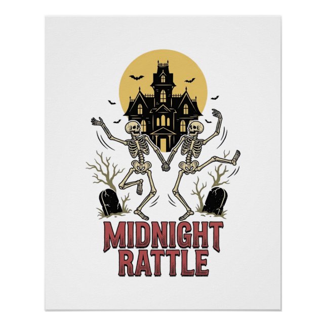Póster Esqueleto Dançante Halloween Mansão Assombrada Vin (Frente)