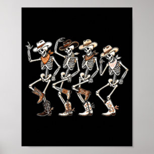 Poster Esqueleto Dançante Rodeio Western Country Hallowee