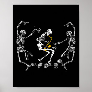 Poster Esqueleto Dançarino Encantado Jogando Saxofone Hal
