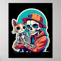 Esqueleto De Anime Segurando Uma Camisa De Gato No