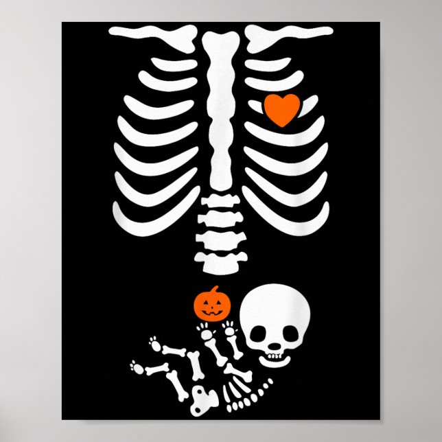 Poster Esqueleto de bebê de Halloween Caixa torácica Abób (Frente)