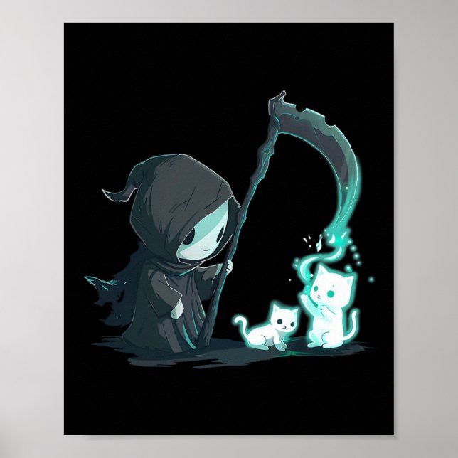 Poster Esqueleto De Cinto Bonito Com Ghost Kawaii Pa (Frente)