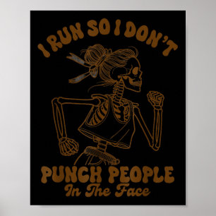 Poster Esqueleto de corredor correndo eu corro eu não soc