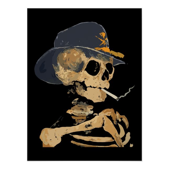 Póster Esqueleto de Cowboy Fumante (Frente)