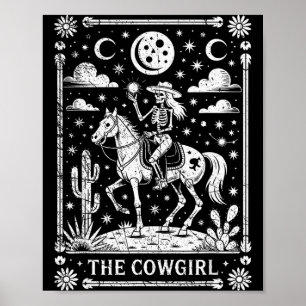Poster Esqueleto de Cowgirl Montando Cavalo Cartão de Tar