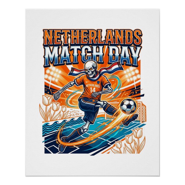 Póster Esqueleto de Dia de Partida da Holanda Striker Nat (Frente)
