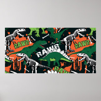 Poster Esqueleto de dinossauro. Padrão de gradação de saf
