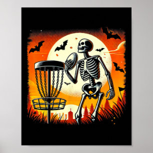 Poster Esqueleto de Disc Golf no Halloween de Disc Golf p