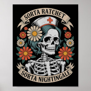Poster Esqueleto de Enfermeira Meio Ratchet Meio Nighting