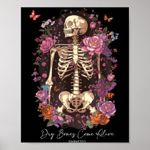Poster Esqueleto de Flor Ossos Secos Voltam à Vida, Retro