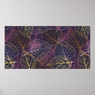 Poster Esqueleto de folha sem soldadura, fundo com coluna